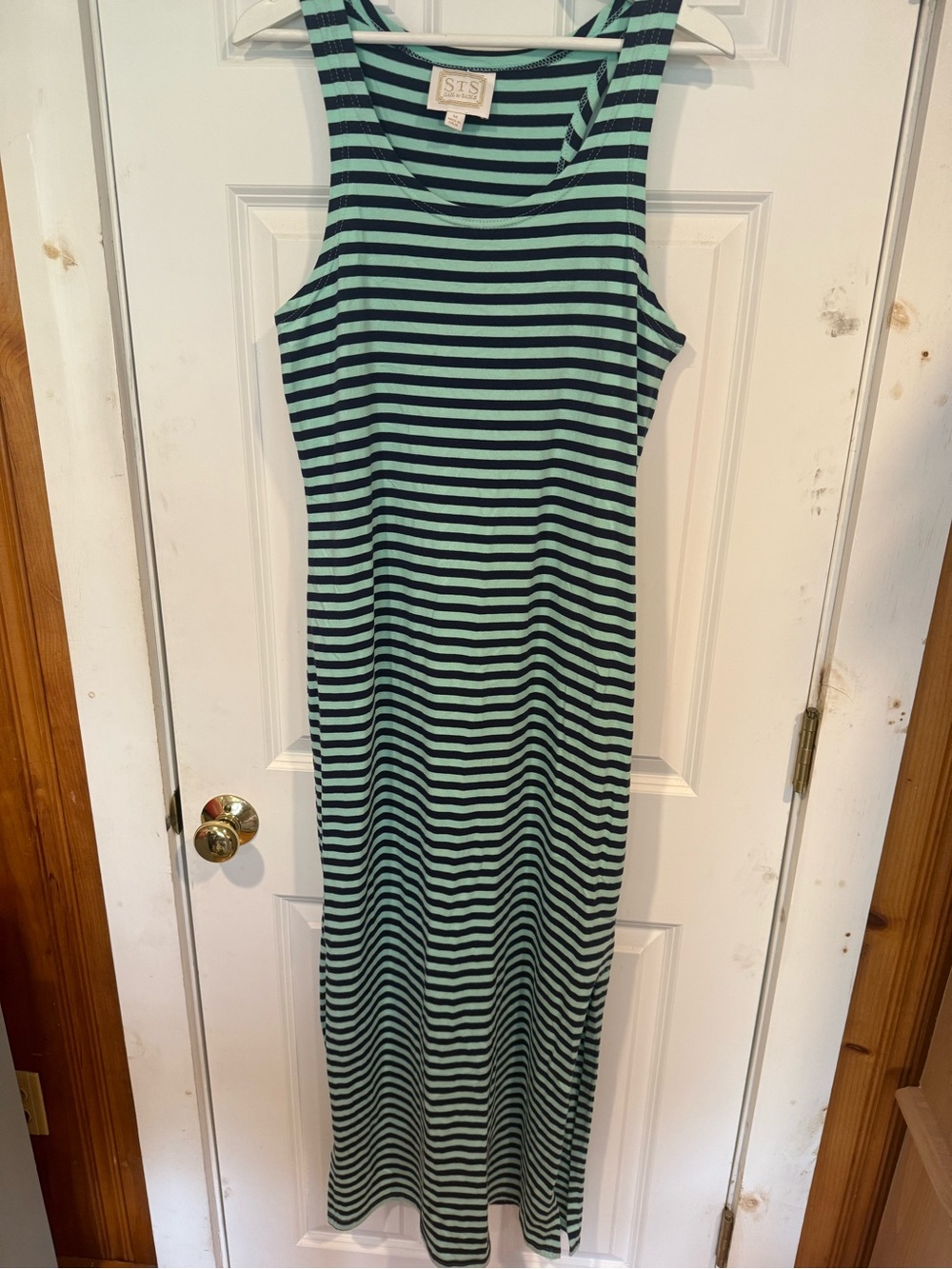 Sail to Sable Mint & Navy Striped Tank Maxi